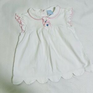 Bella Bliss White + Pink Scalloped Hem Tank